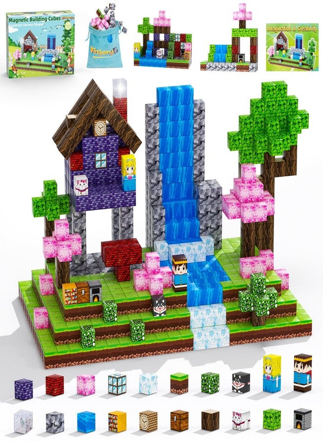 KIZJORYA Magnetic Blocks, 108PCS Magnetic Building Blocks for Kids, STEM Build Magnets Forest World Set for Toddler Birthday Xmas Gifts, Montessori Sensory Toys for Boys Girls Aged 3-12, 1" Magnet Cubes - Image 1